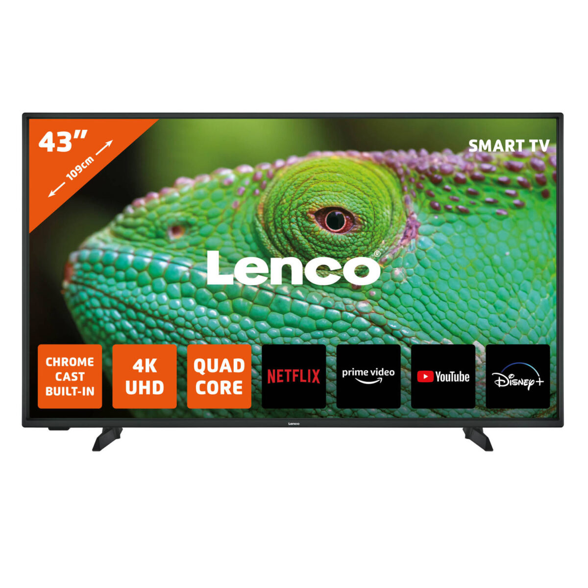 43"" 4K Android Smart TV Lenco LED-4353BK Zwart