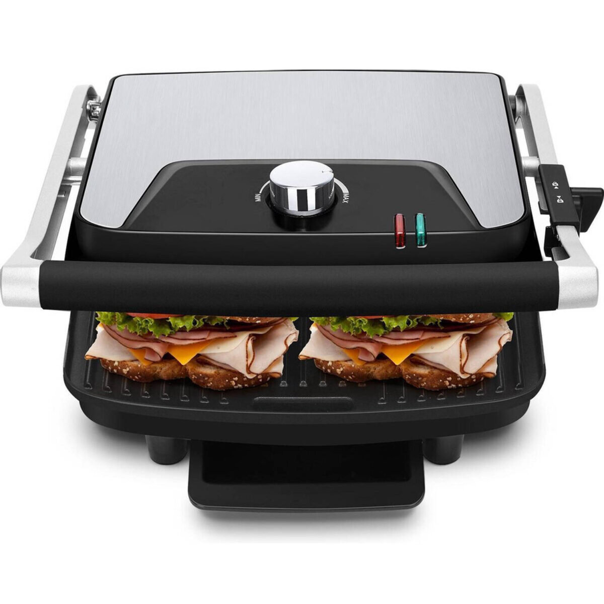 Contactgrill - Tosti Apparaat - Tosti Ijzer - Aigi Uzana - Cool Touch - RVS - Zwart/Zilver