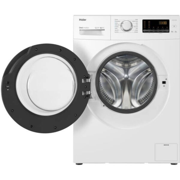 HAIER HW90-B1239N-FR vooraan gemonteerde wasmachine - 9 kg - Inductiemotor - 1200 tpm - Klasse A - Stoom - Wit