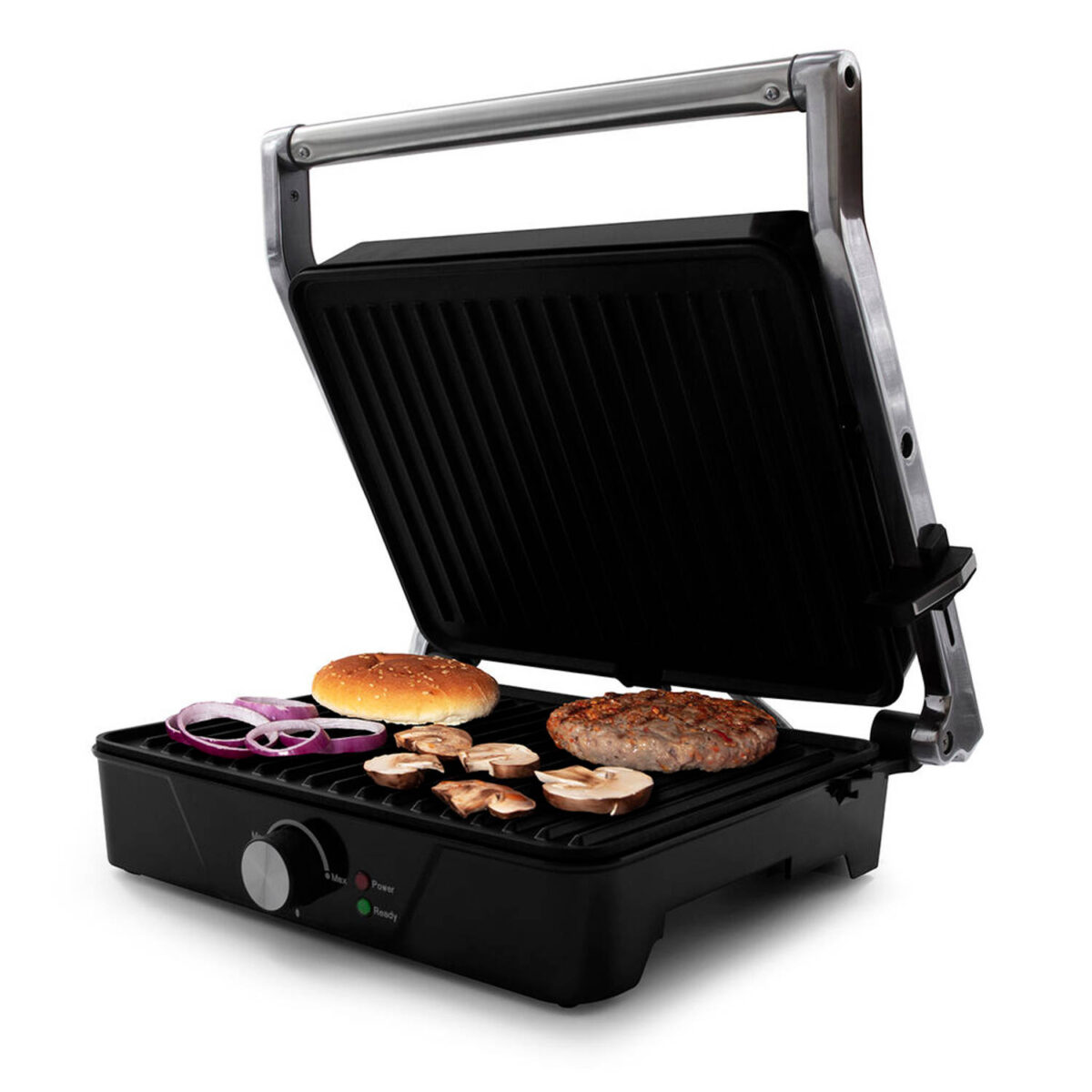 Tomado TGC4001S - Grote contactgrill - Instelbare temperatuur - 2000 Watt - Zwart/RVS