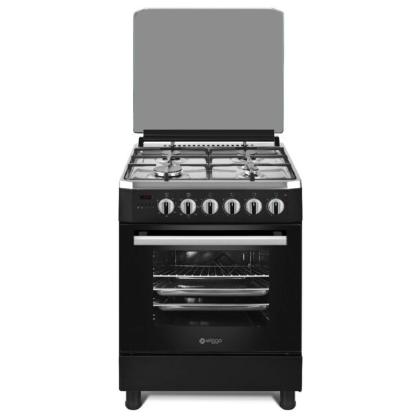 Wiggo WO-E609R(BX) - Serie 9 - 60cm - Gasfornuis -Zwart Inox