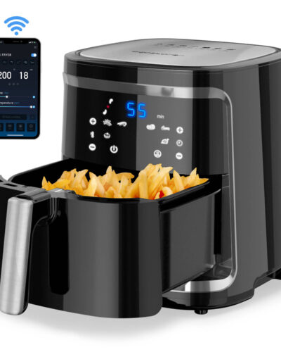 Aigostar Cube Smart 30XQF - Smart Airfryer met kookboek - Heteluchtfriteuse - 7L - Via de App bedienbaar - Zwart