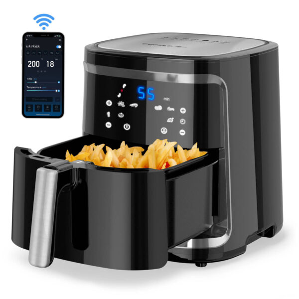 Aigostar Cube Smart 30XQF - Smart Airfryer met kookboek - Heteluchtfriteuse - 7L - Via de App bedienbaar - Zwart