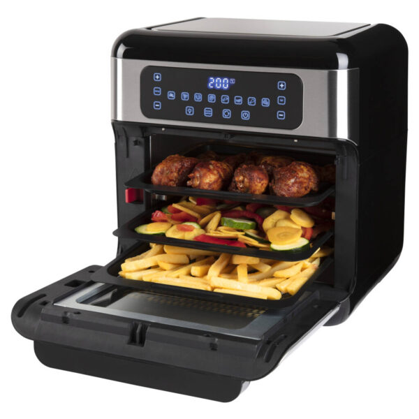 Inventum GF1200HLD - Airfryer oven - Heteluchtfriteuse met roterende mand - Inhoud 12 liter - Zwart/RVS