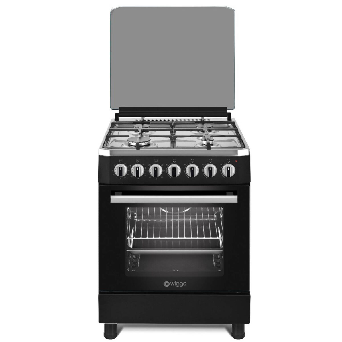 Wiggo WO-E605R(BX) - Serie 5 - 60cm - Gasfornuis - Zwart Inox