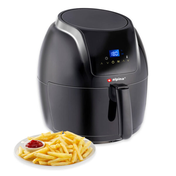 alpina Airfryer - Digitaal Touchscreen - 5 Liter - Hetelucht friteuse - Friet, Groente, Brood, Muffins - 7-8 Personen